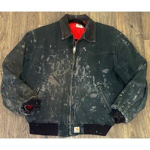 Mens Carhartt Detroit Bomber Jacket J18 BLK with Red Lining Sz XL vintage